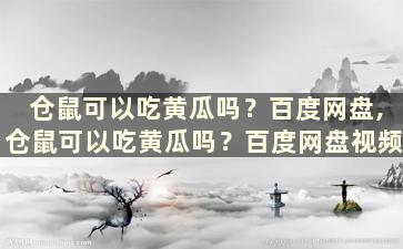 仓鼠可以吃黄瓜吗？百度网盘,仓鼠可以吃黄瓜吗？百度网盘视频