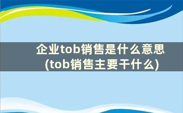 企业tob销售是什么意思(tob销售主要干什么)