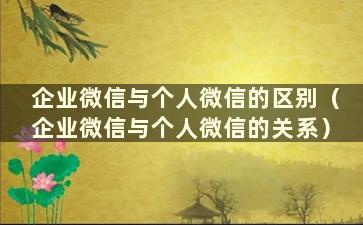 企业微信与个人微信的区别（企业微信与个人微信的关系）