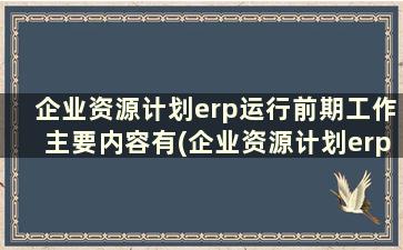 企业资源计划erp运行前期工作主要内容有(企业资源计划erp实训报告)