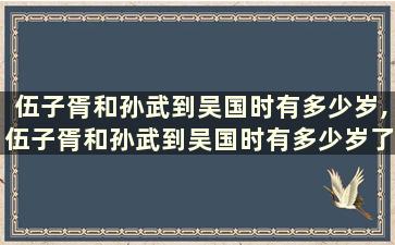 伍子胥和孙武到吴国时有多少岁,伍子胥和孙武到吴国时有多少岁了