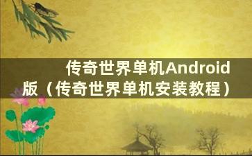 传奇世界单机Android版（传奇世界单机安装教程）