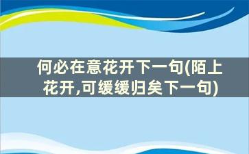 何必在意花开下一句(陌上花开,可缓缓归矣下一句)