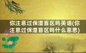 你注意过保湿盲区吗英语(你注意过保湿盲区吗什么意思)