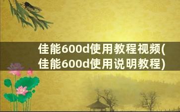 佳能600d使用教程视频(佳能600d使用说明教程)