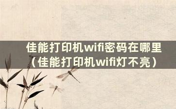 佳能打印机wifi密码在哪里（佳能打印机wifi灯不亮）