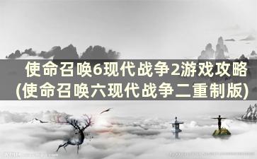 使命召唤6现代战争2游戏攻略(使命召唤六现代战争二重制版)