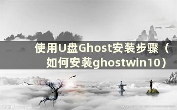 使用U盘Ghost安装步骤（如何安装ghostwin10）