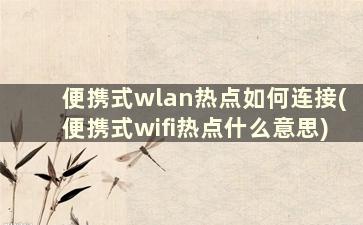 便携式wlan热点如何连接(便携式wifi热点什么意思)