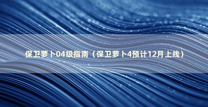 保卫萝卜04级指南（保卫萝卜4预计12月上线）