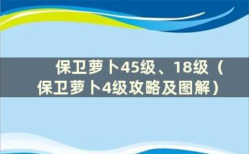 保卫萝卜45级、18级（保卫萝卜4级攻略及图解）