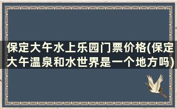 保定大午水上乐园门票价格(保定大午温泉和水世界是一个地方吗)