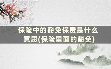 保险中的豁免保费是什么意思(保险里面的豁免)