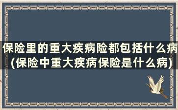 保险里的重大疾病险都包括什么病(保险中重大疾病保险是什么病)