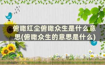 俯瞰红尘俯瞰众生是什么意思(俯瞰众生的意思是什么)