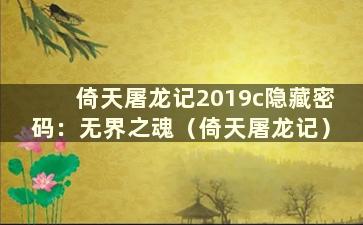 倚天屠龙记2019c隐藏密码：无界之魂（倚天屠龙记）