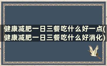 健康减肥一日三餐吃什么好一点(健康减肥一日三餐吃什么好消化)