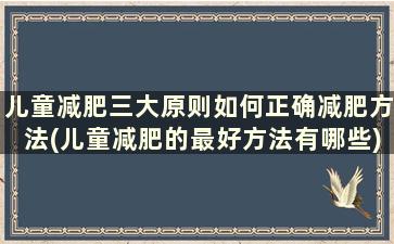 儿童减肥三大原则如何正确减肥方法(儿童减肥的最好方法有哪些)