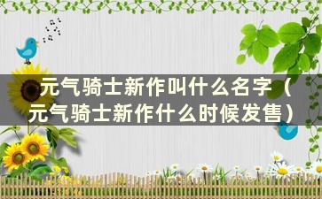 元气骑士新作叫什么名字（元气骑士新作什么时候发售）