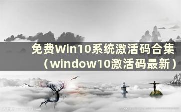 免费Win10系统激活码合集（window10激活码最新）