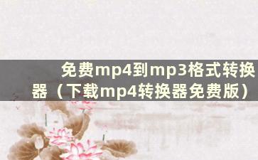 免费mp4到mp3格式转换器（下载mp4转换器免费版）