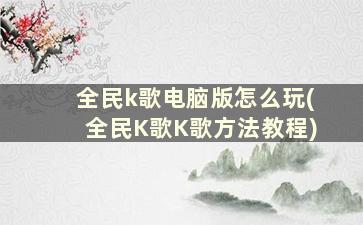 全民k歌电脑版怎么玩(全民K歌K歌方法教程)