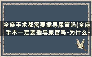 全麻手术都需要插导尿管吗(全麻手术一定要插导尿管吗-为什么-手...)