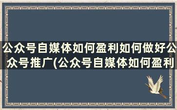 公众号自媒体如何盈利如何做好公众号推广(公众号自媒体如何盈利如何做好公众号营销)