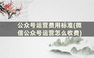 公众号运营费用标准(微信公众号运营怎么收费)