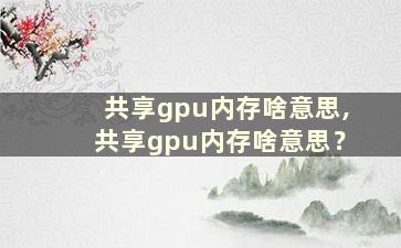 共享gpu内存啥意思,共享gpu内存啥意思？