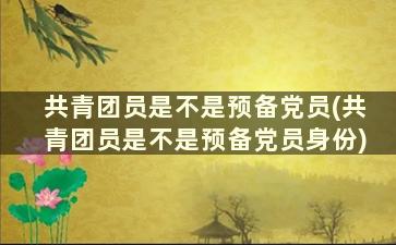 共青团员是不是预备党员(共青团员是不是预备党员身份)