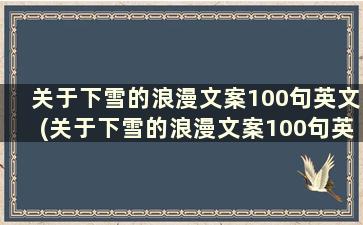 关于下雪的浪漫文案100句英文(关于下雪的浪漫文案100句英文)