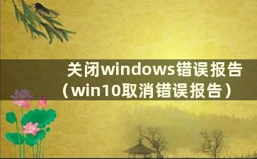 关闭windows错误报告（win10取消错误报告）