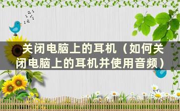 关闭电脑上的耳机（如何关闭电脑上的耳机并使用音频）