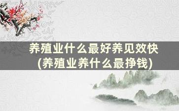 养殖业什么最好养见效快(养殖业养什么最挣钱)