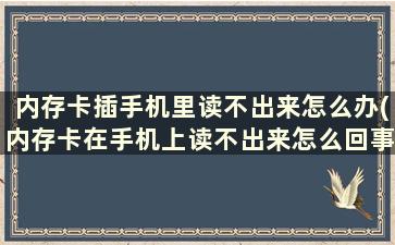 内存卡插手机里读不出来怎么办(内存卡在手机上读不出来怎么回事)