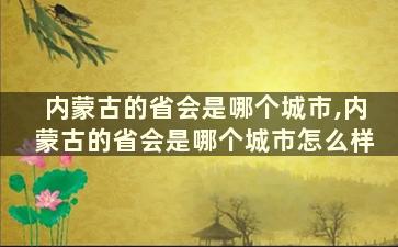 内蒙古的省会是哪个城市,内蒙古的省会是哪个城市怎么样