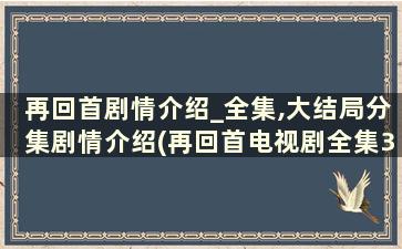 再回首剧情介绍_全集,大结局分集剧情介绍(再回首电视剧全集36集剧情介绍)