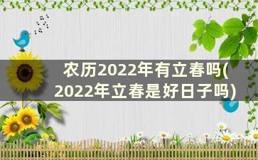 农历2022年有立春吗(2022年立春是好日子吗)