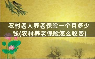 农村老人养老保险一个月多少钱(农村养老保险怎么收费)