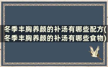 冬季丰胸养颜的补汤有哪些配方(冬季丰胸养颜的补汤有哪些食物)