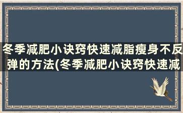 冬季减肥小诀窍快速减脂瘦身不反弹的方法(冬季减肥小诀窍快速减脂瘦身不反弹怎么办)