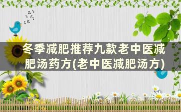 冬季减肥推荐九款老中医减肥汤药方(老中医减肥汤方)