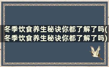 冬季饮食养生秘诀你都了解了吗(冬季饮食养生秘诀你都了解了吗)