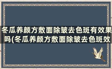 冬瓜养颜方敷面除皱去色斑有效果吗(冬瓜养颜方敷面除皱去色斑效果好吗)