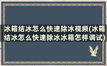 冰箱结冰怎么快速除冰视频(冰箱结冰怎么快速除冰冰箱怎样调试)