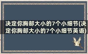 决定你胸部大小的7个小细节(决定你胸部大小的7个小细节英语)