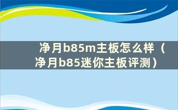 净月b85m主板怎么样（净月b85迷你主板评测）