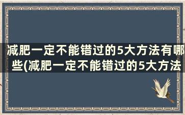 减肥一定不能错过的5大方法有哪些(减肥一定不能错过的5大方法吗)