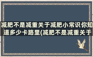 减肥不是减重关于减肥小常识你知道多少卡路里(减肥不是减重关于减肥小常识你知道多少斤)